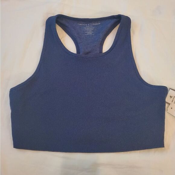 NWT Threads 4 thought blue ribbed bra crop XXL - Picture 2 of 11
